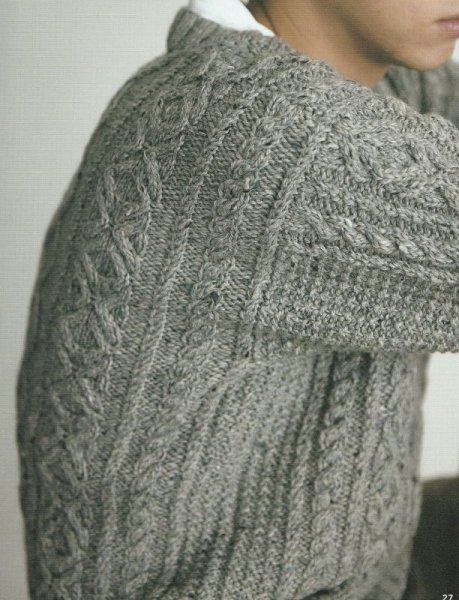 画像2: ≪人気作品着分パック≫No.18VネックアランメンズセーターMサイズ【アランツィード】 (2)