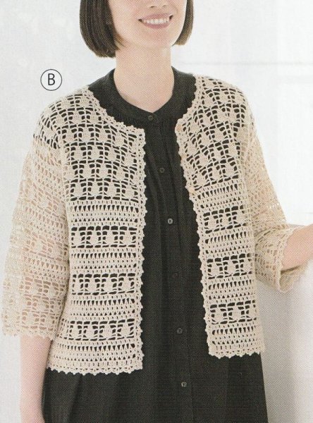 画像2: 激安≪人気作品着分パック≫透かし模様の切り替えカーディガンM・L【ウォッシュコットンクロッシェラメ使用】 (2)