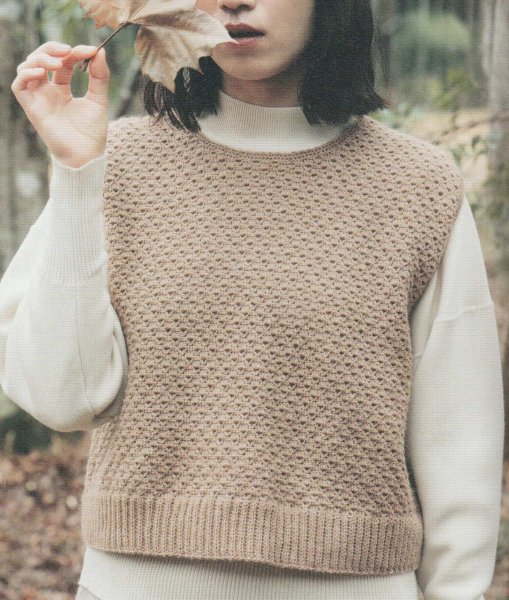 画像1: ≪人気作品着分パック≫シンプルなクロッシェベスト【ソノモノアルパカウール≪中細≫】 (1)